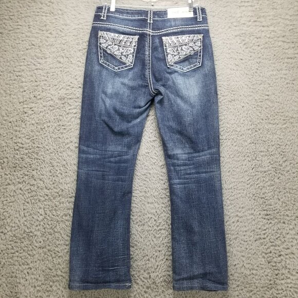 Boot Daddy Jeans Womens 10 Petite Blue Bootcut Stretch Denim *Altered* - Picture 11 of 16